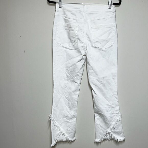 NWT 1 State White High Rise Skinny Fray Tulip Hem Crop Sz Womens 28 - Picture 4 of 11